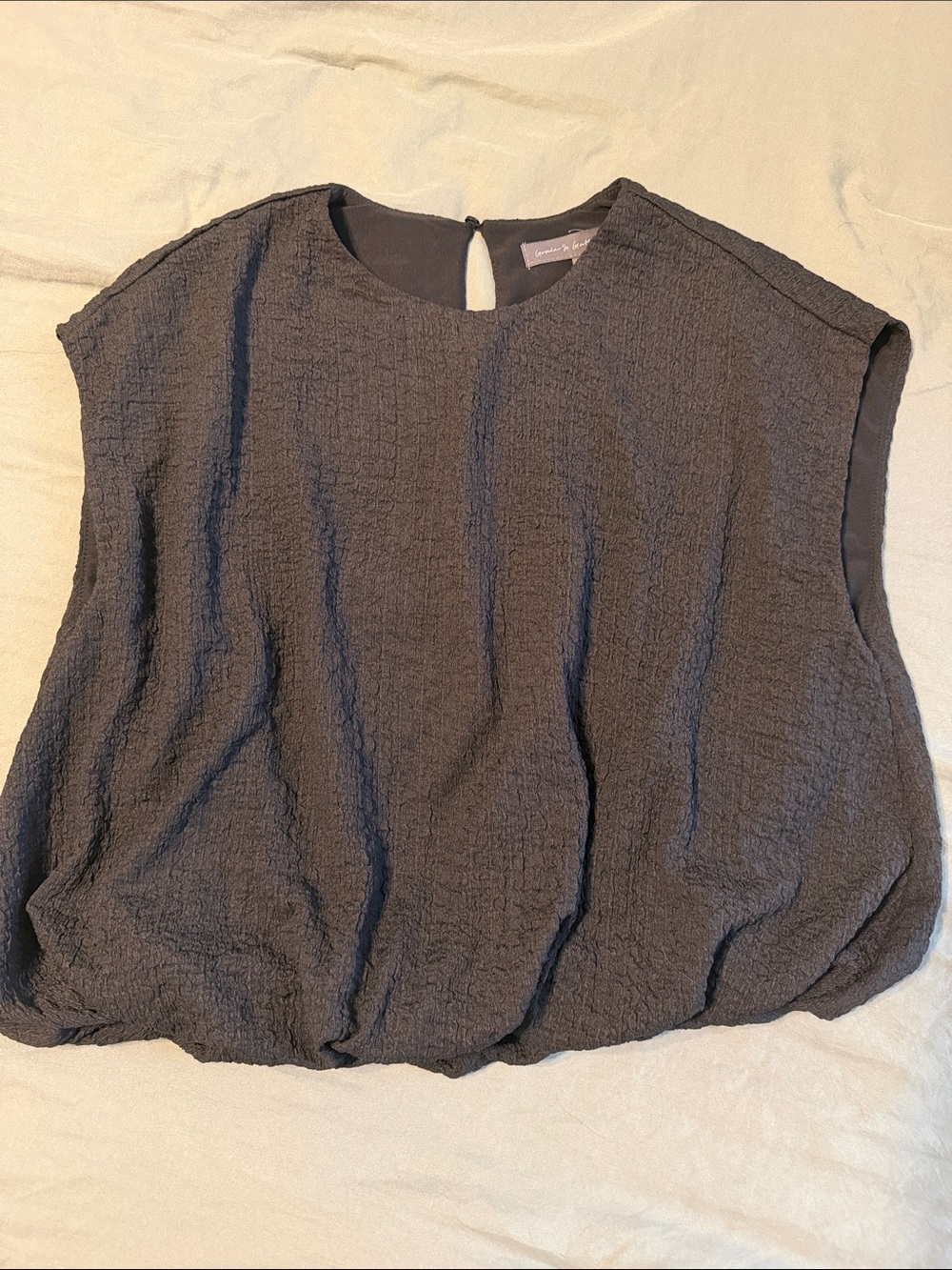 Sleeveless Textured Boxy Top - Charcoal Gray